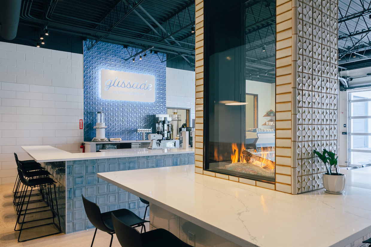 Glissade Coffee Aurora CO fireplace